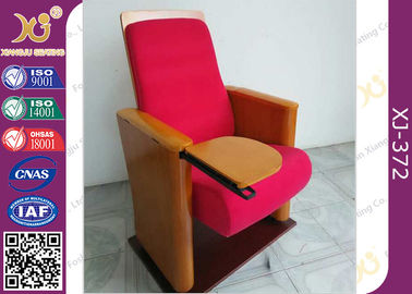 China Cadeiras dobradas de madeira do auditório da mobília vermelha com almofada de escrita OEM/ODM de 32 quilogramas fornecedor