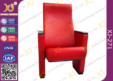 China Assento de madeira de couro vermelho do estilo do auditório da tampa com braço da madeira maciça fornecedor
