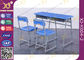 Mesa e cadeira dobro da escola com o armário/armação de aço colorida fixados fornecedor